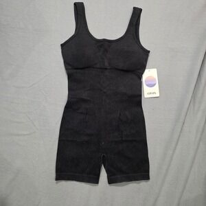 OTOS Black Ribbed Seamless Romper Bodysuit Yoga Activewear Wash Womans L